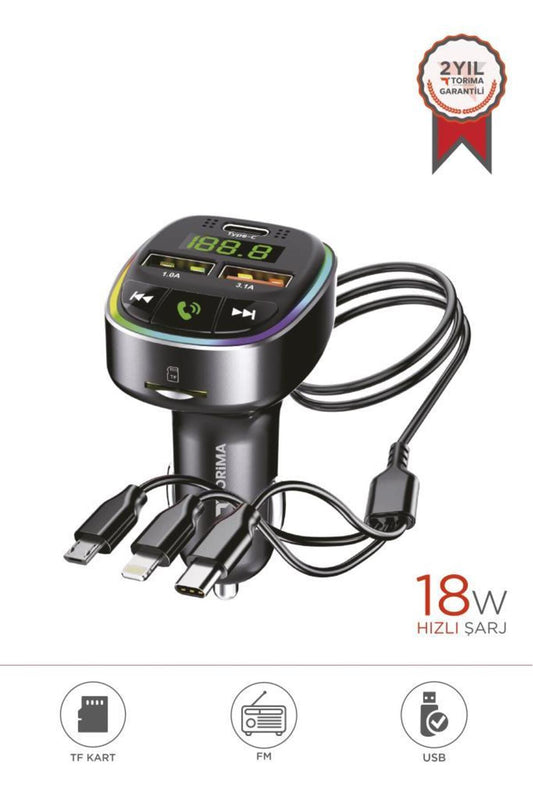 Bluetooth FM Transmitter Kablolu